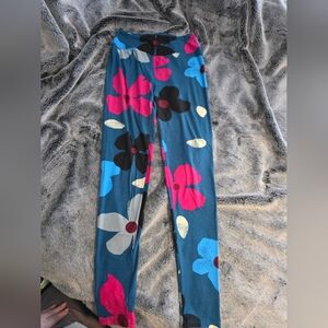 LuLaRoe Floral Leggings - Blue, Pink, Black
